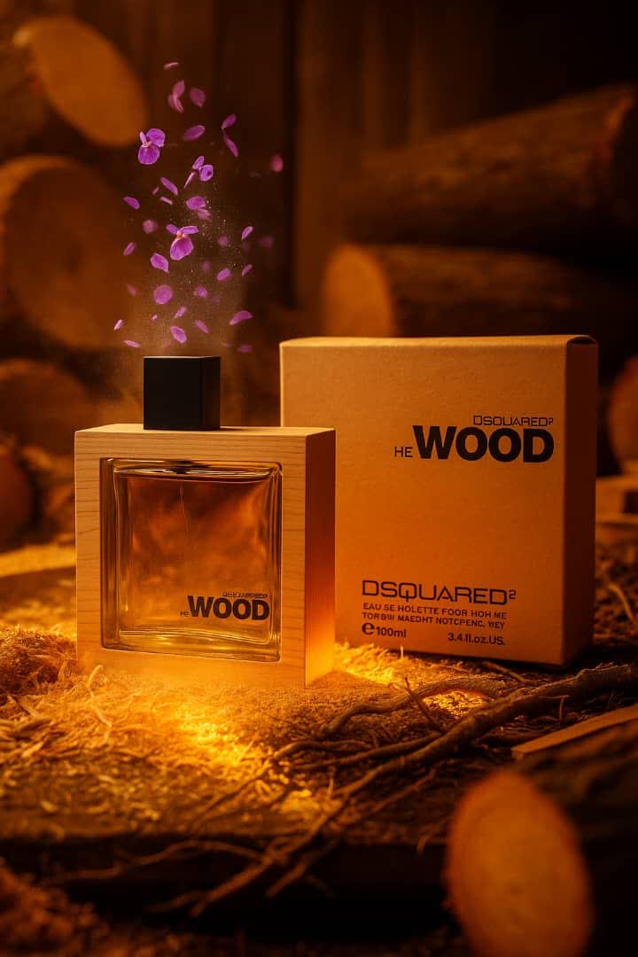 عکس ساخته شده عطر دیسکوارد تو هی وود قهوه ای ادوتویلت مردانه DSQUARED² He Wood for Men EDT توسط AI