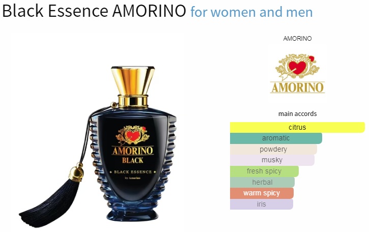 آکوردهای به کار رفته در عطر آمورینو بلک اسنس Amorino Black Essence