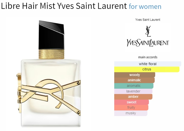 آکوردهای به کار رفته در عطر ادکلن ایو سن لورن (وای اس ال) لیبر هیر میست زنانه Yves Saint Laurent Libre Hair Mist for Women