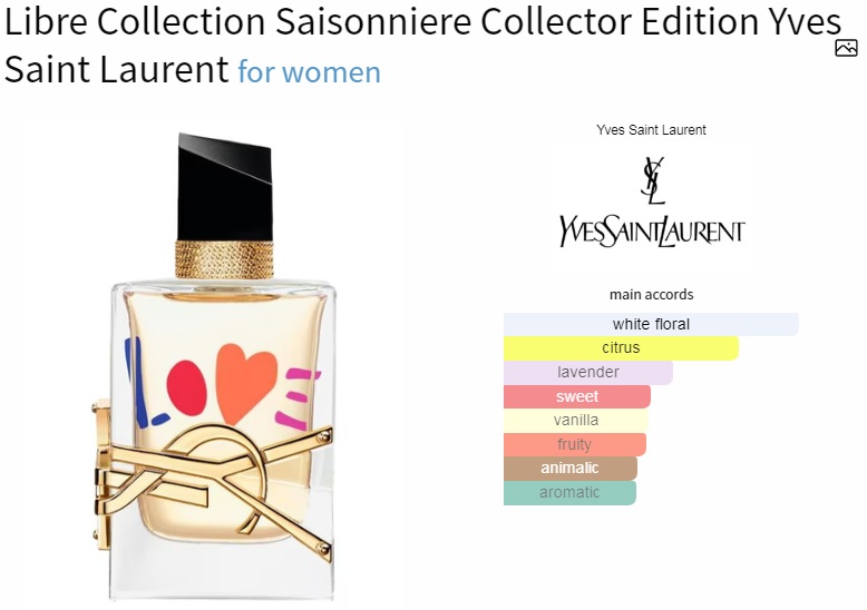آکوردهای به کار رفته در عطر ادکلن ایو سن لورن (وای اس ال) لیبر کالکشن سایسونیر-سزونیر کالکتور ادیشن ادوپرفیوم زنانه Yves Saint Laurent Libre Collection Saisonniere Collector Edition for Women EDP