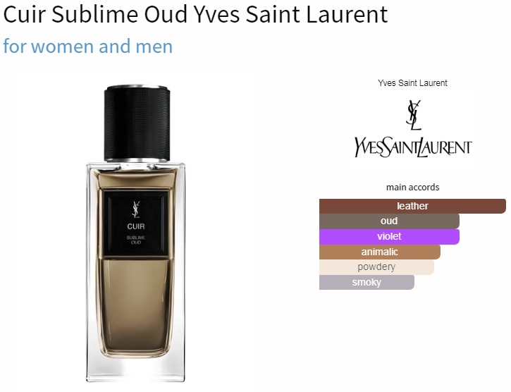 آکوردهای به کار رفته در عطر ادکلن ایو سن لورن (وای اس ال) کویر سابلایم-سوبلیم عود ادوپرفیوم مردانه-زنانه Yves Saint Laurent Cuir Sublime Oud Unisex EDP