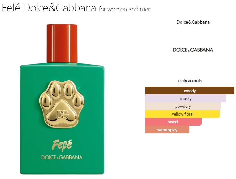 آکوردهای به کار رفته در عطر ادکلن دولچه اند گابانا ففه-فی فی ادوتویلت مردانه-زنانه Dolce & Gabbana Fefé Unisex EDT