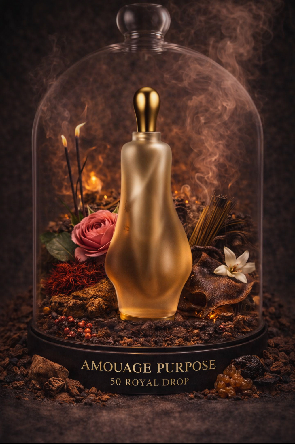 تصویر AI و وایب عطر ادکلن آمواج پرپس 50 رویال دراپ اکستریت د پارفوم مردانه-زنانه Amouage Purpose 50 Royal Drop Unisex Extrait de Parfume