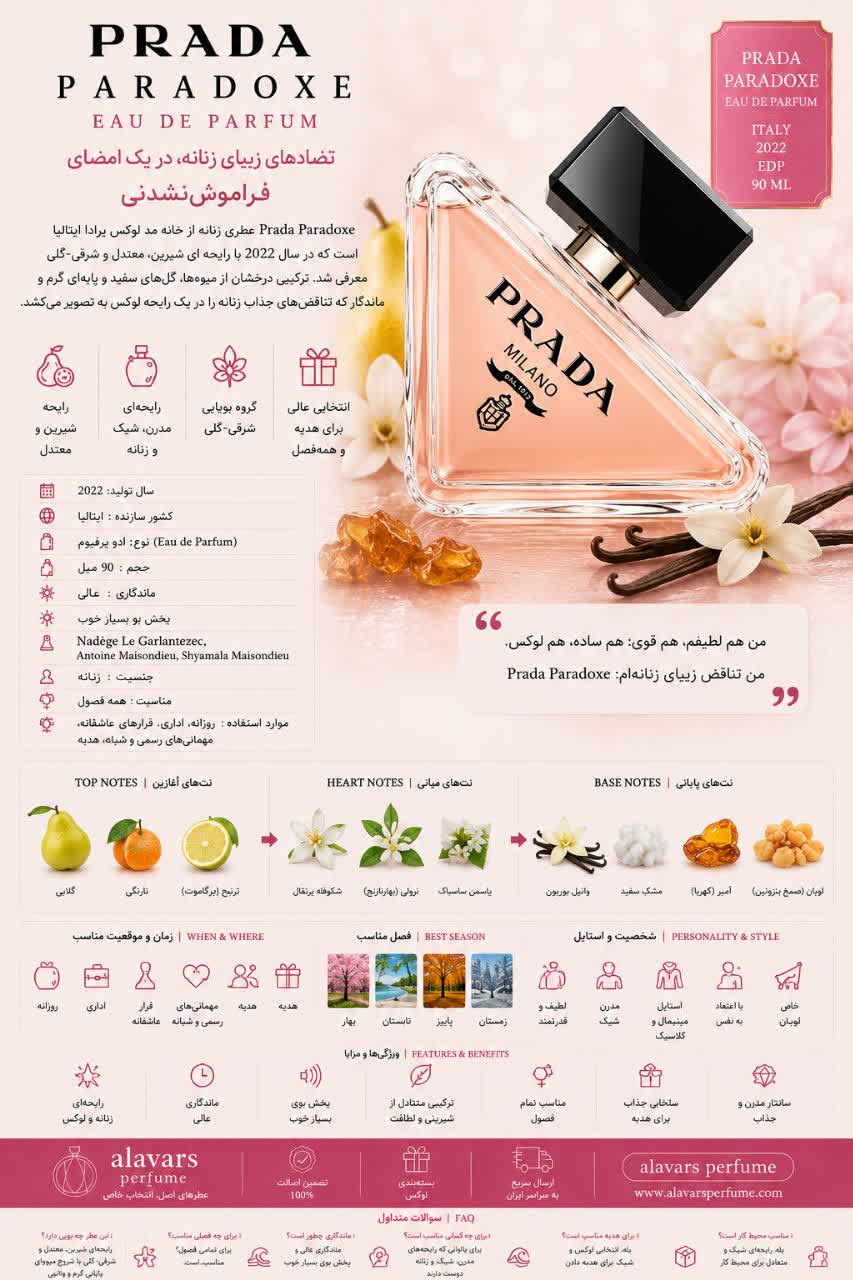 کارت شناسایی عطر ادکلن پرادا پارادوکس ادوپرفیوم زنانه Prada Paradoxe for Women EDP